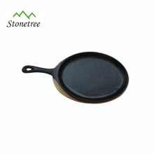 Mini Non-Stick Cast Iron Fry Pan with wooden base